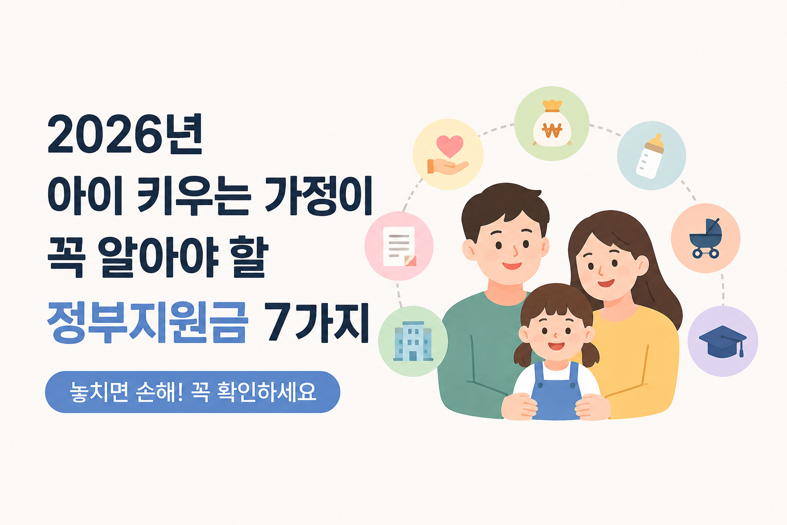 2026년 아이 키우는 가정이 꼭 알아야 할 정부지원금 7가지